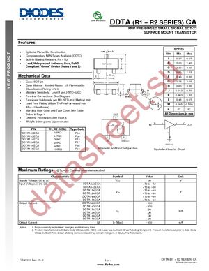 DDTA114ECA-7 datasheet  